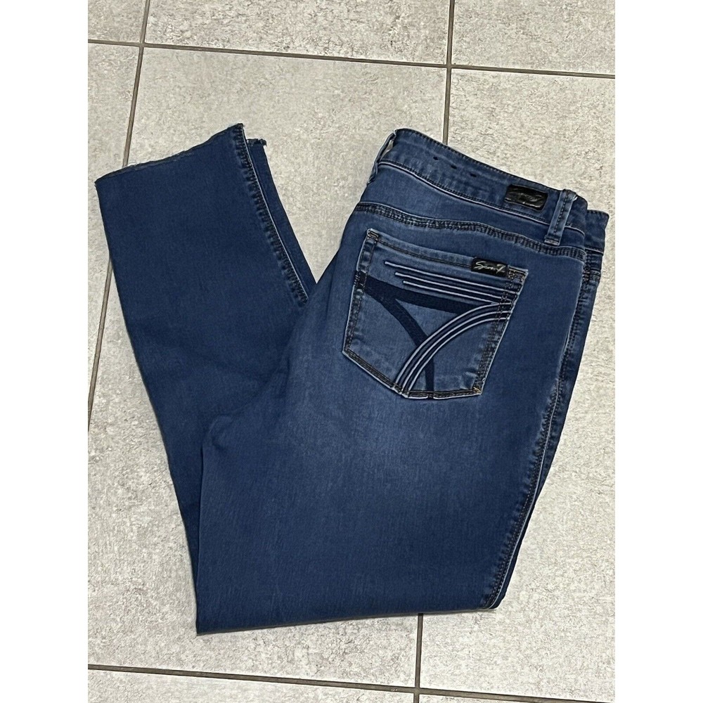 Seven7 Jeans Blue High Rise Skinny Stretch Skin Fit Denim Pants Women's Size 14
